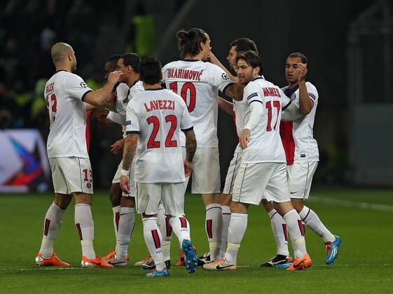 18.02.2014, xovx, Fussball Champions League, Bayer 04 Leverkusen - Paris St.Germain, Jubel nach dem Tor zum 0:1 durch Blaise Matuidi (Paris Saint-Germain), Freisteller.