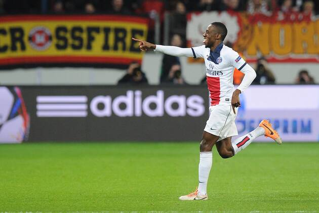Fußball Champions League Achtelfinale Bayer Leverkusen - Paris St. Germain am 18.02.2014 in der BayArena in Leverkusen Torjubel zum 0:1 durch Blaise Matuidi ( Paris )