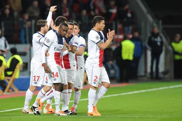 Fußball Champions League Achtelfinale Bayer Leverkusen - Paris St. Germain am 18.02.2014 in der BayArena in Leverkusen Torjubel zum 0:1 durch Blaise Matuidi ( Paris )
