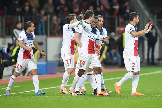 Fußball Champions League Achtelfinale Bayer Leverkusen - Paris St. Germain am 18.02.2014 in der BayArena in Leverkusen Torjubel zum 0:1 durch Blaise Matuidi ( Paris )