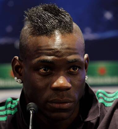 Mario Balotelli at press conference AC Milan Champions League match. xPABLOGARCIAx 