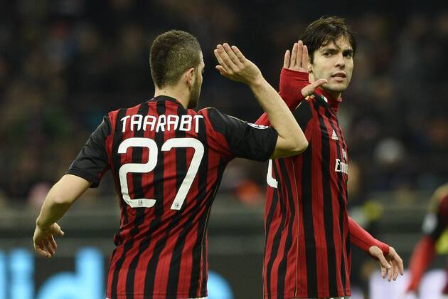 Db Milano 19 02 2013 - Champions League Milan-Atletico Madrid foto Daniele Buffa Image Sport nella foto: Adel Taarabt-Ricardo Kaka 