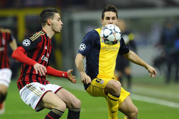Mg Milano 19 02 2014 - Champions League Milan-Atletico Madrid foto Matteo Gribaudi Image Sport nella foto: Koke-Mattia De Sciglio 