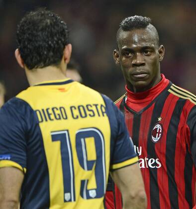 Diego Costa Ateltico Madrid, Mario Balotelli Milan Milano 19-02-2014 Stadio Giuseppe Meazza - Football 2013 2014 Champions League. Milan - Atletico Madrid Foto Giuseppe Celeste Insidefoto giuseppexceleste