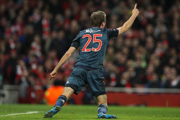 19.02.2014, London, football, Champions League, Arsenal London - FC Bayern München, Thomas Müller (FC Bayern)  19022014toja924