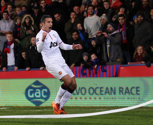 Manchester United s Robin Van Persie celebrates scoring his sides opening goal Crystal Palace vs Manchester United - Premier League - Selhurst Park - London - England - 22 02 2014 - Pic David Klein Sportimage EDITORIAL USE ONLY. No use with unauthorised audio, video, data, fixture lists, club league logos or live services. Online in-match use limited to 120 images, no video emulation. No use in betting, games or single club league player publications.