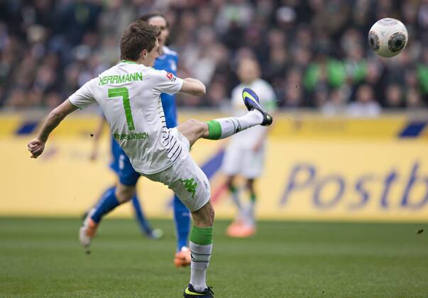 Mönchengladbach, 22.02.2014, Borussia Park Tor zum 1:0 durch Patrick Herrmann (BMG) VfL Borussia Mönchengladbach - TSG Hoffenheim
