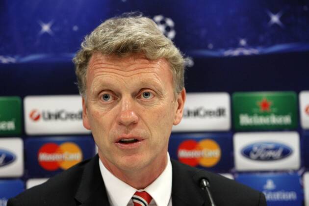 Greece,Athens-February 24,2014:Manchester United s coach David Moyes during the press conference for the UEFA Champions League Last 16, first leg football match between Olympiakos and Manchester United at the Karaiskaki stadium in Piraeus on February 24,2014 Champions League :Olympiakos vs Manchester United