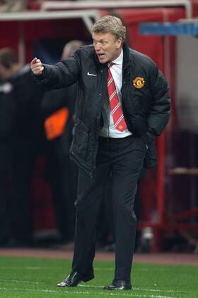 David Moyes, manager of Manchester United directs his side - UEFA Champions League First Knockout Round - Olympiacos vs. Manchester United - Karaiskakh Stadium - Athens - Greece - 25th February 2014 - EDITORIAL USE ONLY. No use with unauthorised audio, video, data, fixture lists, club league logos or live services. Online in-match use limited to 120 images, no video emulation. No use in betting, games or single club league player publications.