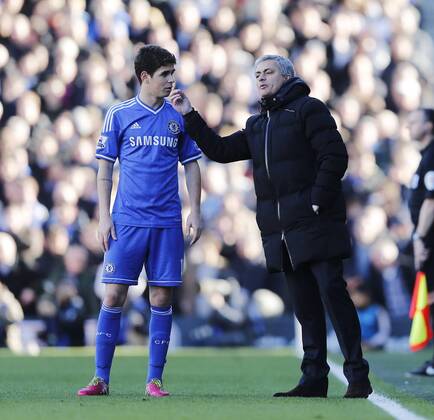 Chelsea s Oscar gets a takling to from Jose Mourinho Fulham FC vs Chelsea FC London - Premier League - Craven Cottage - London - England - 01 03 2014 - EDITORIAL USE ONLY. No use with unauthorised audio, video, data, fixture lists, club league logos or live services. Online in-match use limited to 120 images, no video emulation. No use in betting, games or single club league player publications.