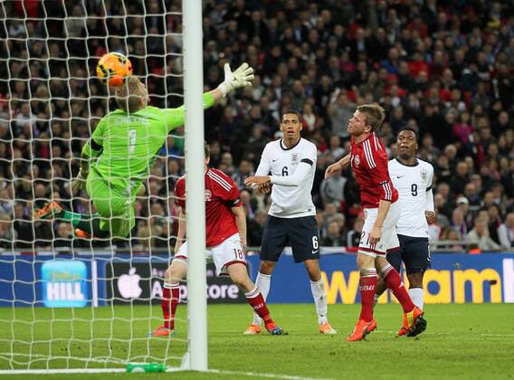 England s Daniel Sturridge scoring his sides opening goal England v Denmark - International Friendly - Wembley Stadium - London - England - 05 03 2014 - Pic David Klein Sportimage EDITORIAL USE ONLY. No use with unauthorised audio, video, data, fixture lists, club league logos or live services. Online in-match use limited to 120 images, no video emulation. No use in betting, games or single club league player publications.