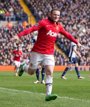 Wayne Rooney of Manchester United celebrates scoring his sides second goal - Barclays Premier League - West Bromwich Albion vs. Manchester United - The Hawthorns - Birmingham - England - 8th March 2014 - Picture Philip Oldham Sportimage EDITORIAL USE ONLY. No use with unauthorised audio, video, data, fixture lists, club league logos or live services. Online in-match use limited to 120 images, no video emulation. No use in betting, games or single club league player publications.