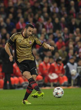AC Milan Defender, number 13 ADIL RAMI - Adil Rami (27) during round Round of 16 of the UEFA CHAMPIONS league, soccer match between Atletico de Madrid - AC Milan at the VicentexCalderon estadium, Madrid - Spain by March 11, 2014. 