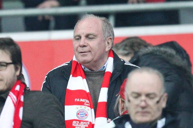 Präsident Uli Hoeness (FC Bayern München) FC Bayern München vs. Arsenal London, Fussball, Champions League, 11.03.2014 EP_ckt