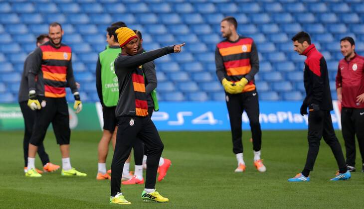 Didier Drogba of Galatasaray in action during a Galatasaray AS training session at Stamford Bridge on March 17, 2014 in London, England. 
