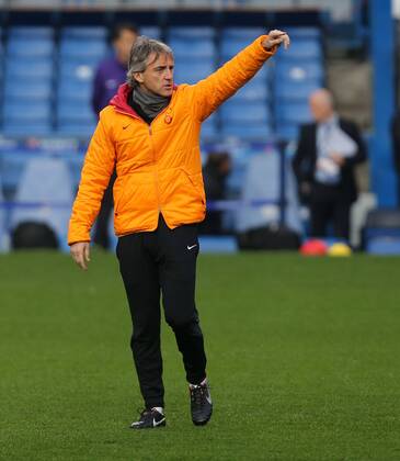Coach Roberto Mancini of Galatasaray in action during a Galatasaray AS training session at Stamford Bridge on March 17, 2014 in London, England. 