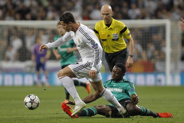 Soccer match between Real Madrid and Schalke 04 of the Champions League, held at the Santiago Bernabeu stadium, in Madrid 03 18 2014. Cristiano Ronaldo 