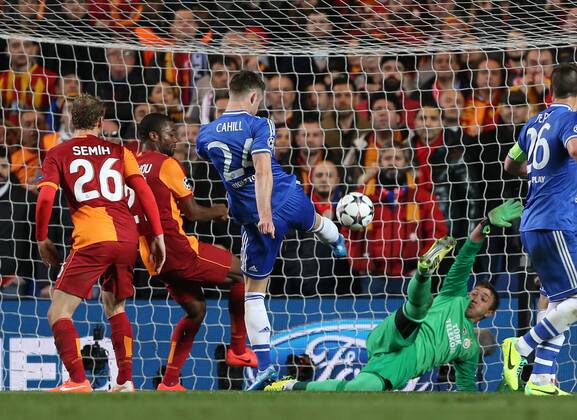 Chelsea s Gary Cahill scoring his sides second goal Chelsea v Galatasaray - Champions League Round of 16, Second Leg - Stamford Bridge - London - England - 18 03 2014 - Pic David Klein Sportimage EDITORIAL USE ONLY. No use with unauthorised audio, video, data, fixture lists, club league logos or live services. Online in-match use limited to 120 images, no video emulation. No use in betting, games or single club league player publications.