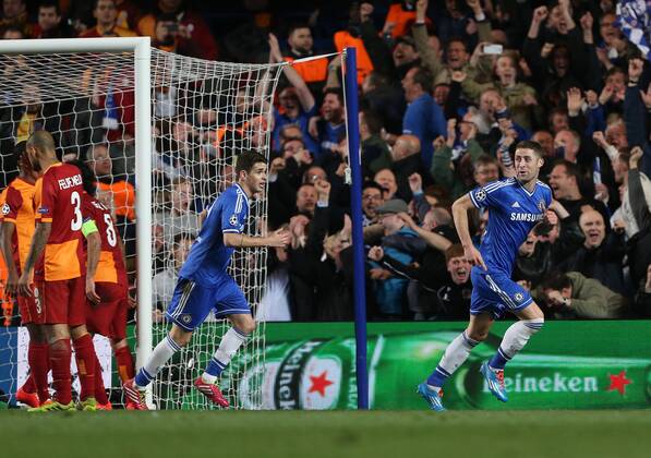 Chelsea s Gary Cahill celebrates scoring his sides second goal Chelsea v Galatasaray - Champions League Round of 16, Second Leg - Stamford Bridge - London - England - 18 03 2014 - Pic David Klein Sportimage EDITORIAL USE ONLY. No use with unauthorised audio, video, data, fixture lists, club league logos or live services. Online in-match use limited to 120 images, no video emulation. No use in betting, games or single club league player publications.