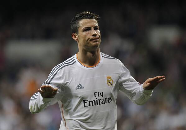 Real Madrid - FC Schalke 04 of the Champions League, held at the Santiago Bernabeu stadium, in Madrid 03 18 2014. Cristiano Ronaldo celebrates after scoring 