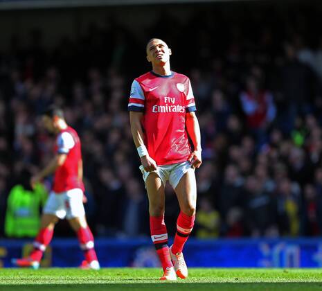 Arsenal s Kieran Gibbs looks on dejected after going 1-0 down Chelsea vs Arsenal - Premier League - Stamford Bridge - London - England - 22 03 2014 - Pic David Klein Sportimage EDITORIAL USE ONLY. No use with unauthorised audio, video, data, fixture lists, club league logos or live services. Online in-match use limited to 120 images, no video emulation. No use in betting, games or single club league player publications.
