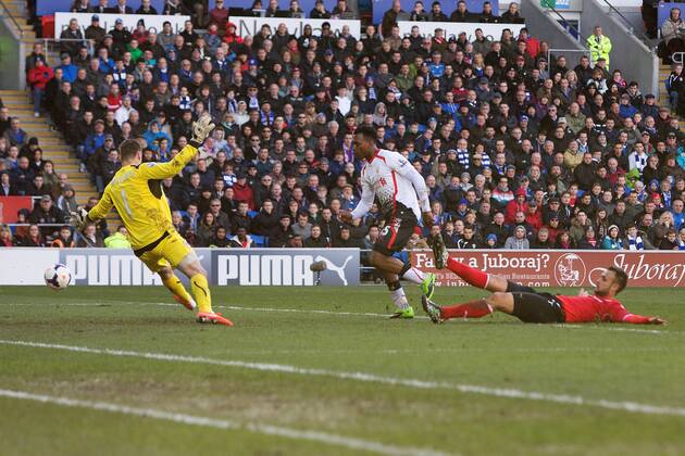 Daniel Sturridge of Liverpool scores his sides fifth goal - Barclays Premier League - Cardiff City vs. FC Liverpool - Cardiff City Stadium - Cardiff - Wales - 22nd March 2014 - EDITORIAL USE ONLY. No use with unauthorised audio, video, data, fixture lists, club league logos or live services. Online in-match use limited to 120 images, no video emulation. No use in betting, games or single club league player publications.
