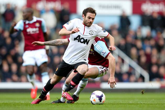 Manchester United s Juan Mata - West Ham United v Manchester United (ManU) - Barclays Premier League - Upton Park Stadium - London - 22nd March 2014 - EDITORIAL USE ONLY. No use with unauthorised audio, video, data, fixture lists, club league logos or live services. Online in-match use limited to 120 images, no video emulation. No use in betting, games or single club league player publications.