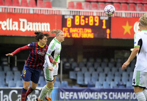 BARCELONA - Melanie Serrano, Alexandra Popp -- FC Barcelona - VFL Wolfsburg, Women Champions League,, Miniestadi, 30 03 2014 Foto: JoanValls Urbanandsport Cordon Press 