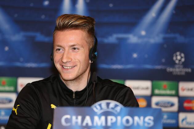Marco Reus (Borussia Dortmund 11) Abschluss - Pressekonferenz Borussia Dortmund --- Fussball --- Champions League --- Viertelfinale --- 01.04.2014 Foto: Schueler Eibner EP_JSE