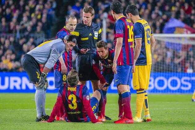 BARCELONA - ESPANA: Gerard Pique FC Barcelona - Atletico de Madrid, Champions League, 2014. Foto: Joan Valls Urbanandsport Cordon Press. 