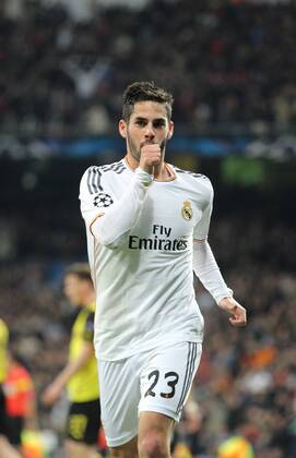 Isco (Real Madrid CF 23) beim Torjubel nach dem Treffer zum 2:0 Real Madrid C.F. vs Borussia Dortmund --- Fussball --- Champions League --- Viertelfinale --- 02.04.2014 Foto: Schueler Eibner EP_JSE