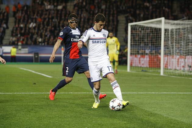 Thiago Silva (PSG), Eden Hazard (Chelsea) Paris Saint Germain PSG vs Chelsea FC London - Champions League - 02 04 2014 GwendolineLeGoffxPanoramic 