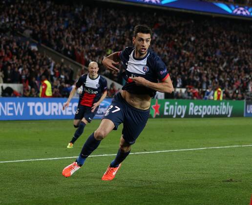 PSG s Javier Pastore celebrates scoring his sides third goal Paris Saint Germain vs Chelsea - Champions League - Parc Des Princes- Paris - France - - Pic DavidKlein Sportimage EDITORIAL USE ONLY. No use with unauthorised audio, video, data, fixture lists, club league logos or live services. Online in-match use limited to 120 images, no video emulation. No use in betting, games or single club league player publications.