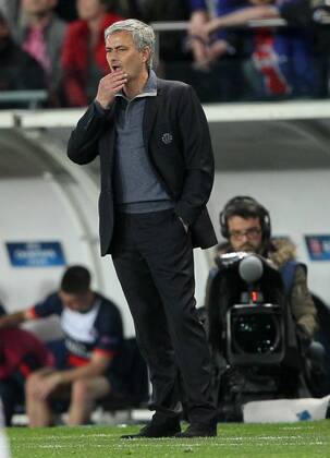 Chelsea s Jose Mourinho looks on dejected Paris Saint Germain vs Chelsea - Champions League - Parc Des Princes- Paris - France - - Pic DavidKlein Sportimage EDITORIAL USE ONLY. No use with unauthorised audio, video, data, fixture lists, club league logos or live services. Online in-match use limited to 120 images, no video emulation. No use in betting, games or single club league player publications.