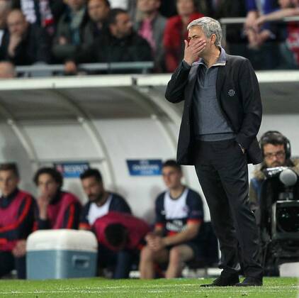 Chelsea s Jose Mourinho looks on dejected Paris Saint Germain vs Chelsea - Champions League - Parc Des Princes- Paris - France - - Pic DavidKlein Sportimage EDITORIAL USE ONLY. No use with unauthorised audio, video, data, fixture lists, club league logos or live services. Online in-match use limited to 120 images, no video emulation. No use in betting, games or single club league player publications.