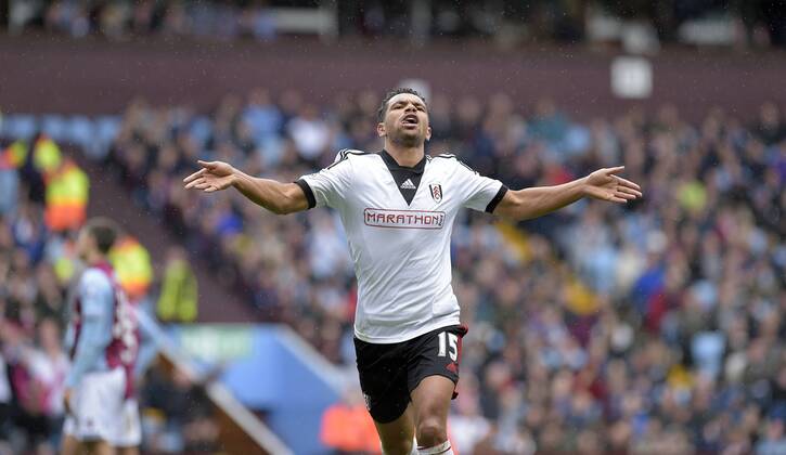 Kieran Richardson of Fulham celebrates scoring the first goal of the game - Football - Barclays Premier League - Aston Villa vs Fulham - Villa Park Birmingham - Season 13 14 - 05 04 2014 Pic Malcolm Couzens Sportimage EDITORIAL USE ONLY. No use with unauthorised audio, video, data, fixture lists, club league logos or live services. Online in-match use limited to 120 images, no video emulation. No use in betting, games or single club league player publications.
