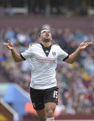 Kieran Richardson of Fulham celebrates scoring the first goal of the game - Football - Barclays Premier League - Aston Villa vs Fulham - Villa Park Birmingham - Season 13 14 - 05 04 2014 Pic Malcolm Couzens Sportimage EDITORIAL USE ONLY. No use with unauthorised audio, video, data, fixture lists, club league logos or live services. Online in-match use limited to 120 images, no video emulation. No use in betting, games or single club league player publications.