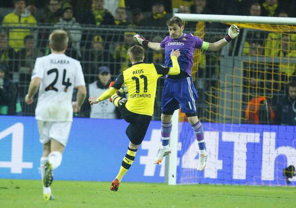 Marco REUS, BVB 11 Torschuss, schiesst das Tor zum 1-0 BORUSSIA DORTMUND - REAL MADRID Fussball UEFA Champions League, Viertelfinale, Rueckspiel Dortmund, 08.04.2014 CL Saison 2013 2014, BVB