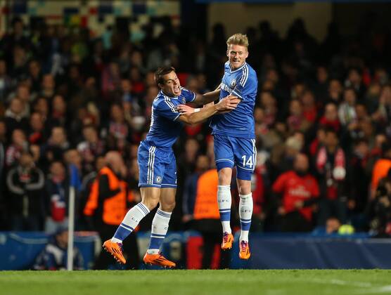 Chelsea s Andre Schurrle celebrates scoring his sides opening goal Chelsea vs Paris Saint Germain- Champions League, Knockout - Stamford Bridge - London - England - 08 04 2014 - Pic David Klein Sportimage EDITORIAL USE ONLY. No use with unauthorised audio, video, data, fixture lists, club league logos or live services. Online in-match use limited to 120 images, no video emulation. No use in betting, games or single club league player publications.