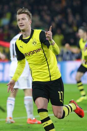 08.04.2014, xgsx, Fussball Champions League, Borussia Dortmund - Real Madrid, v.l. Marco Reus (BVB Borussia Dortmund - 11) bejubelt sein Tor zum 2-0