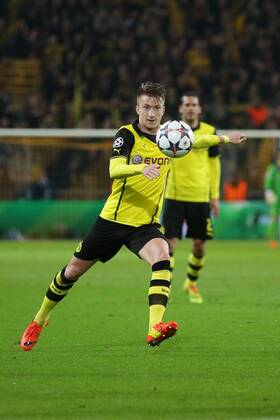 08.04.2014, xgsx, Fussball Champions League, Borussia Dortmund - Real Madrid, v.l. Marco Reus (BVB Borussia Dortmund - 11) beim Schuss