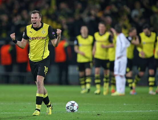 08.04.2014, Fussball Champions League 2013 2014, Viertelfinale, Rückspiel, Borussia Dortmund - Real Madrid, im Signal-Iduna-Park-Stadion in Dortmund, Jubel Kevin Großkreutz (Dortmund) zum Tor zum 2:0 