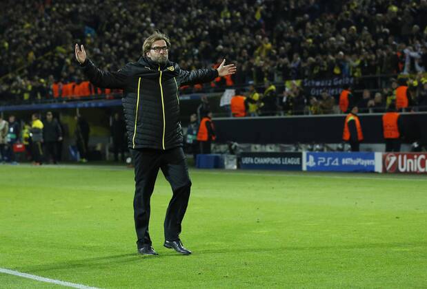 Juergen KLOPP, Chef - Trainer BVB Emotionen, enttaeuscht, Enttaeuschung, Frust, frustriert, Trauer ,traurig, verzweifelt, Verzweiflung BORUSSIA DORTMUND - REAL MADRID Fussball UEFA Champions League, Viertelfinale, Rueckspiel Dortmund, 08.04.2014 CL Saison 2013 2014, BVB