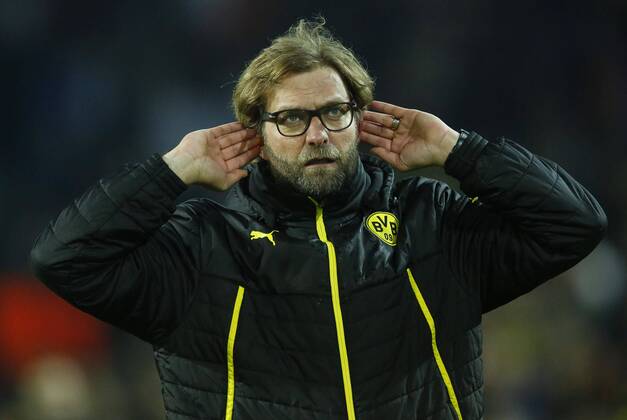 Juergen KLOPP, Chef - Trainer BVB fordert Jubel von Fans ueber die Leistung seiner Mannschaft BORUSSIA DORTMUND - REAL MADRID Fussball UEFA Champions League, Viertelfinale, Rueckspiel Dortmund, 08.04.2014 CL Saison 2013 2014, BVB