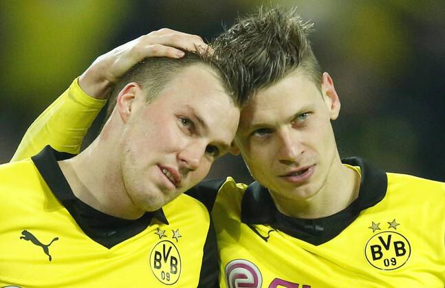 Kevin GROSSKREUTZ, BVB 19 Lukasz PISZCZEK, BVB 26 Emotionen, enttaeuscht, Enttaeuschung, Frust, frustriert, Trauer ,traurig, verzweifelt, Verzweiflung BORUSSIA DORTMUND - REAL MADRID Fussball UEFA Champions League, Viertelfinale, Rueckspiel Dortmund, 08.04.2014 CL Saison 2013 2014, BVB