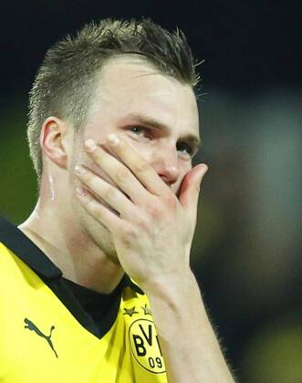 Kevin GROSSKREUTZ, BVB 19 Emotionen, enttaeuscht, Enttaeuschung, Frust, frustriert, Trauer ,traurig, verzweifelt, Verzweiflung BORUSSIA DORTMUND - REAL MADRID Fussball UEFA Champions League, Viertelfinale, Rueckspiel Dortmund, 08.04.2014 CL Saison 2013 2014, BVB