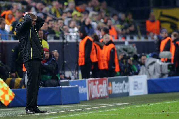 08.04.2014, xgsx, Fussball Champions League, Borussia Dortmund - Real Madrid, v.l. Juergen Klopp (Trainer, Chef-Trainer BVB Borussia Dortmund) ist enttaeuscht, ist frustriert, frust, zeigt Emotionen