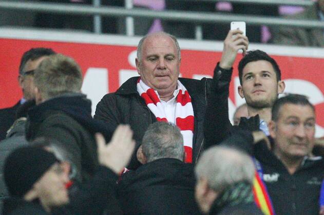 Ex-Präsident Uli Hoeness (FC Bayern München) FC Bayern München vs. Manchester United, Fussball, Champions League, 09.04.2014 EP_ckt