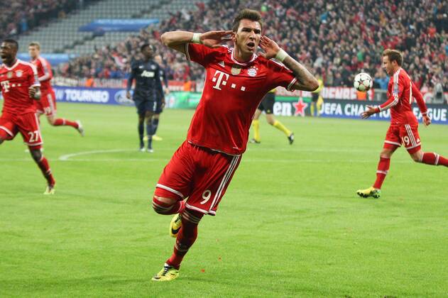 Torjubel von Mario Mandzukic 9 (FC Bayern München) FC Bayern München vs. Manchester United, Fussball, Champions League, 09.04.2014 EP_ckt