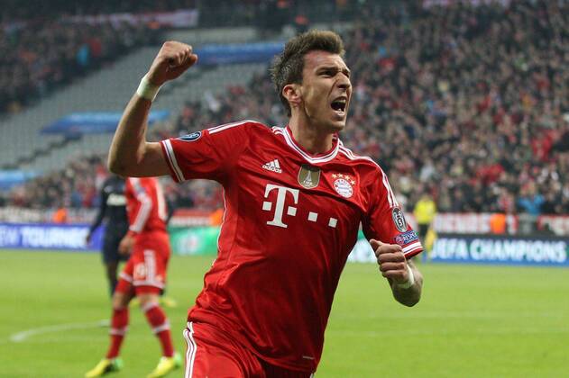 Torjubel von Mario Mandzukic 9 (FC Bayern München) FC Bayern München vs. Manchester United, Fussball, Champions League, 09.04.2014 EP_ckt